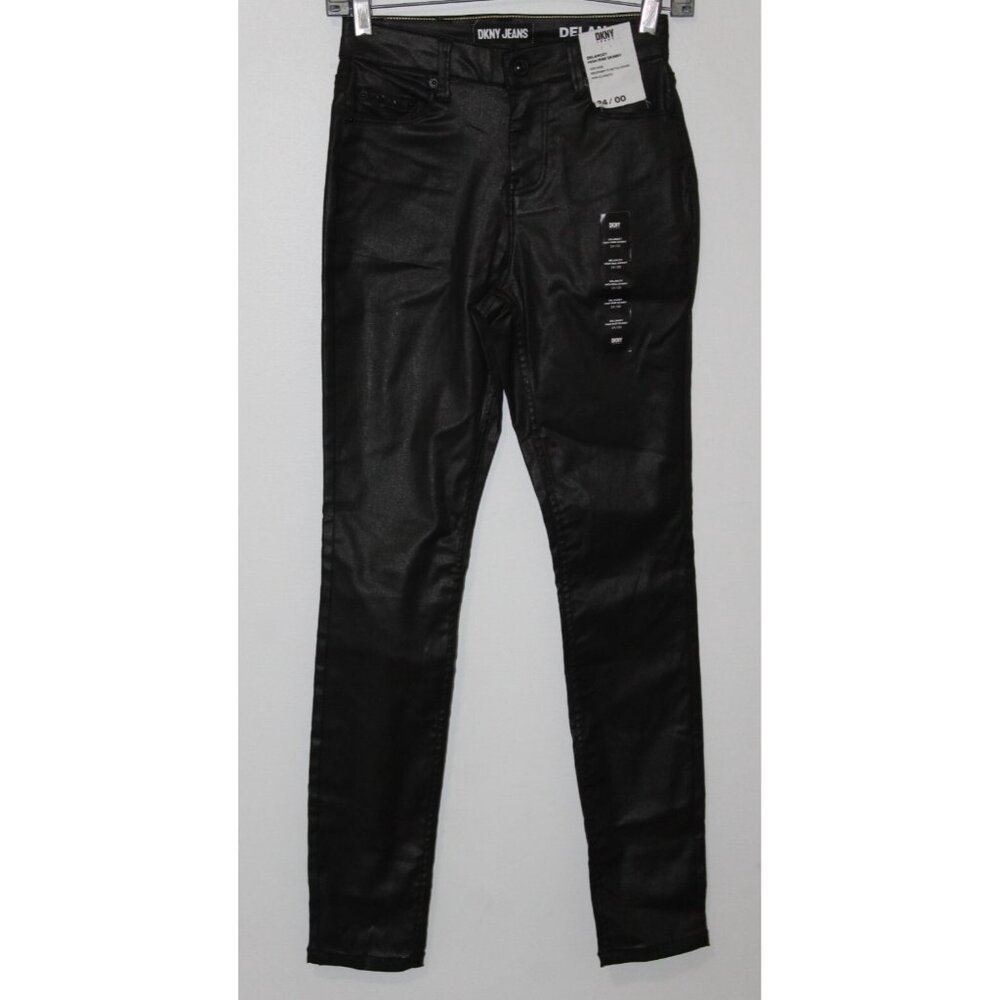 DKNY Womens Black Coated Delancey High Rise Skinny Ankle Jeans 24/00 NWT
